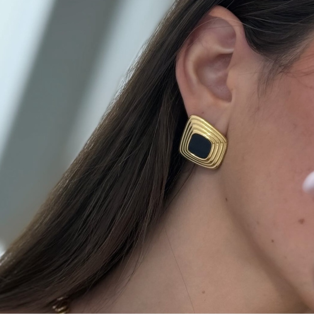 Elegant Gold and Black Earrings